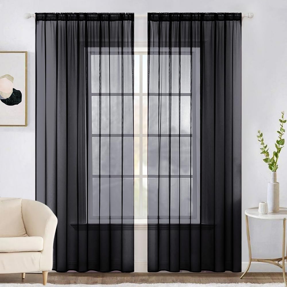 MIULEE 2 Panels White Sheer Curtains for Living Room 54 X 105 Inches