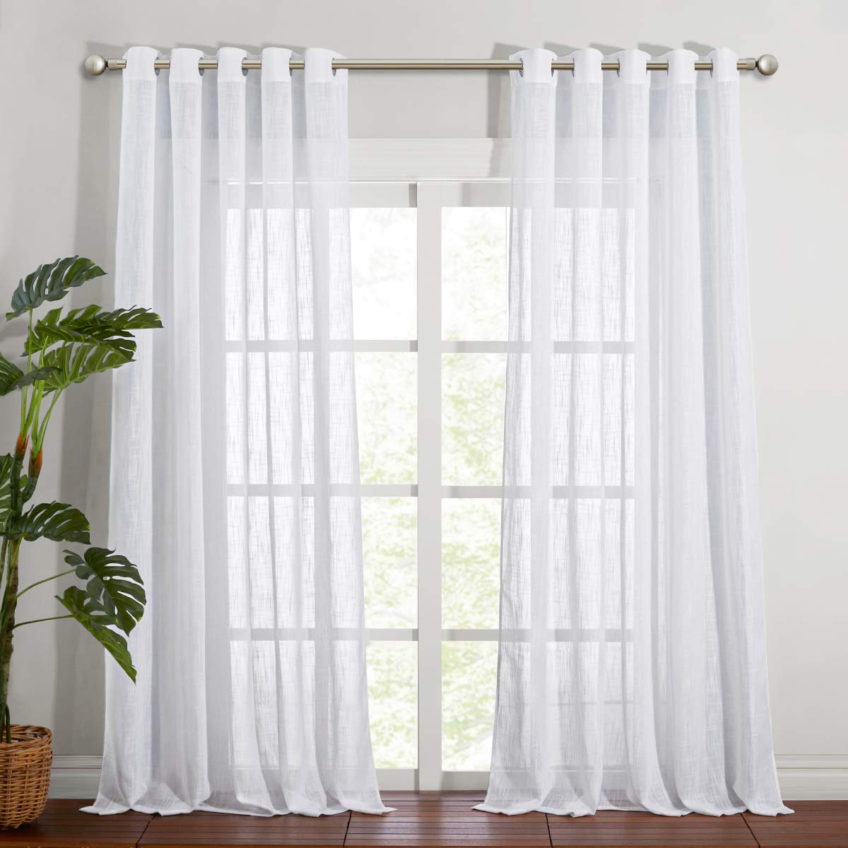 NICETOWN White Sheer Curtains for Windows 84 Inch Length, 52" W, 2 Panels
