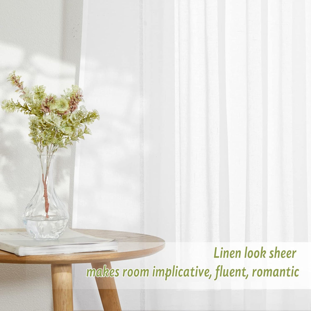 PONY DANCE White Sheer Curtains 96 inches Long, 2 Panels