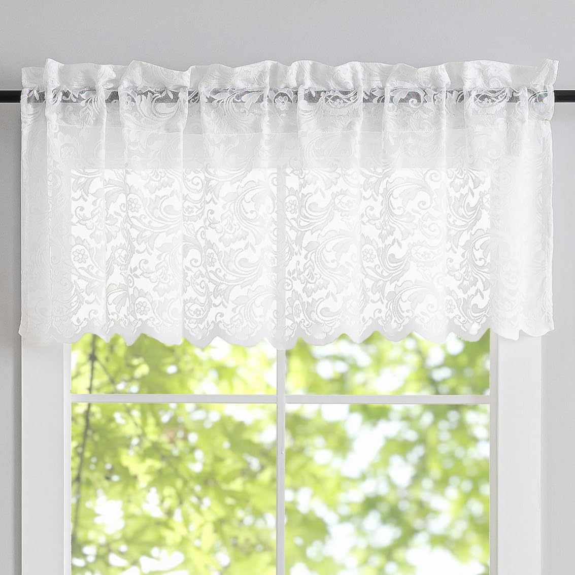 ALIGOGO Black Lace Curtains for Bedroom, Gothic Style, 52W x 63L Inch