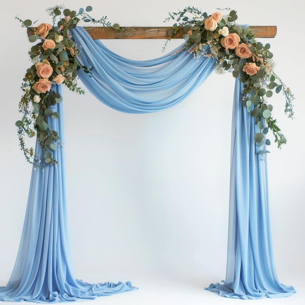 Wokceer White Wedding Arch Draping Fabric Backdrop Drapes Sheer 28.7"x 20FT