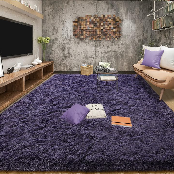 Tepook 4x6 Soft Fluffy Rug for Bedroom Fuzzy Black Rugs for Living Room