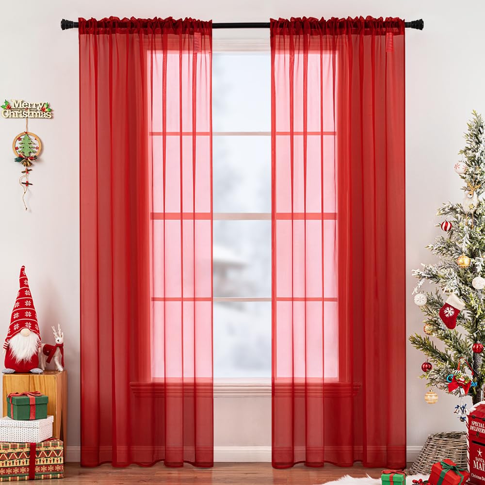 MIULEE 2 Panels White Sheer Curtains for Living Room 54 X 102 Inches