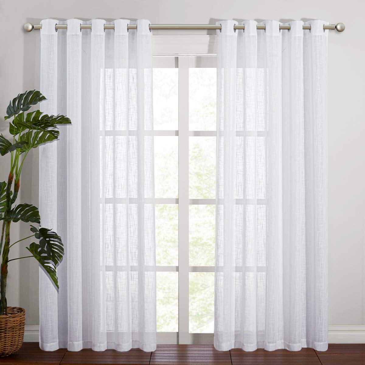 NICETOWN White Sheer Curtains for Windows 84 Inch Length, 52" W, 2 Panels