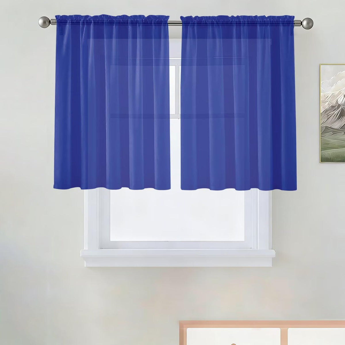 SpaceDresser Basic Rod Pocket Sheer Voile Window Curtain Panels White 1 Pair 2 Panels 52 Width 84 Inch Long for Kitchen Bedroom Children Living Room Yard(White,52 W x 84 L)
