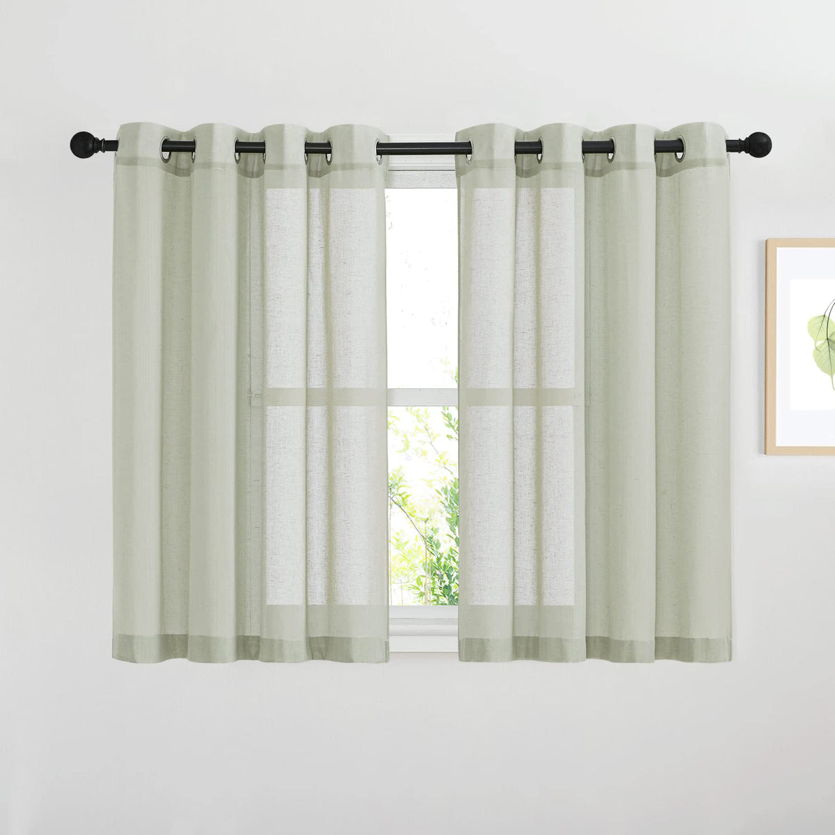 NICETOWN White Sheer Linen Curtains 84 Inch Length 2 Panels Set, W52xL84