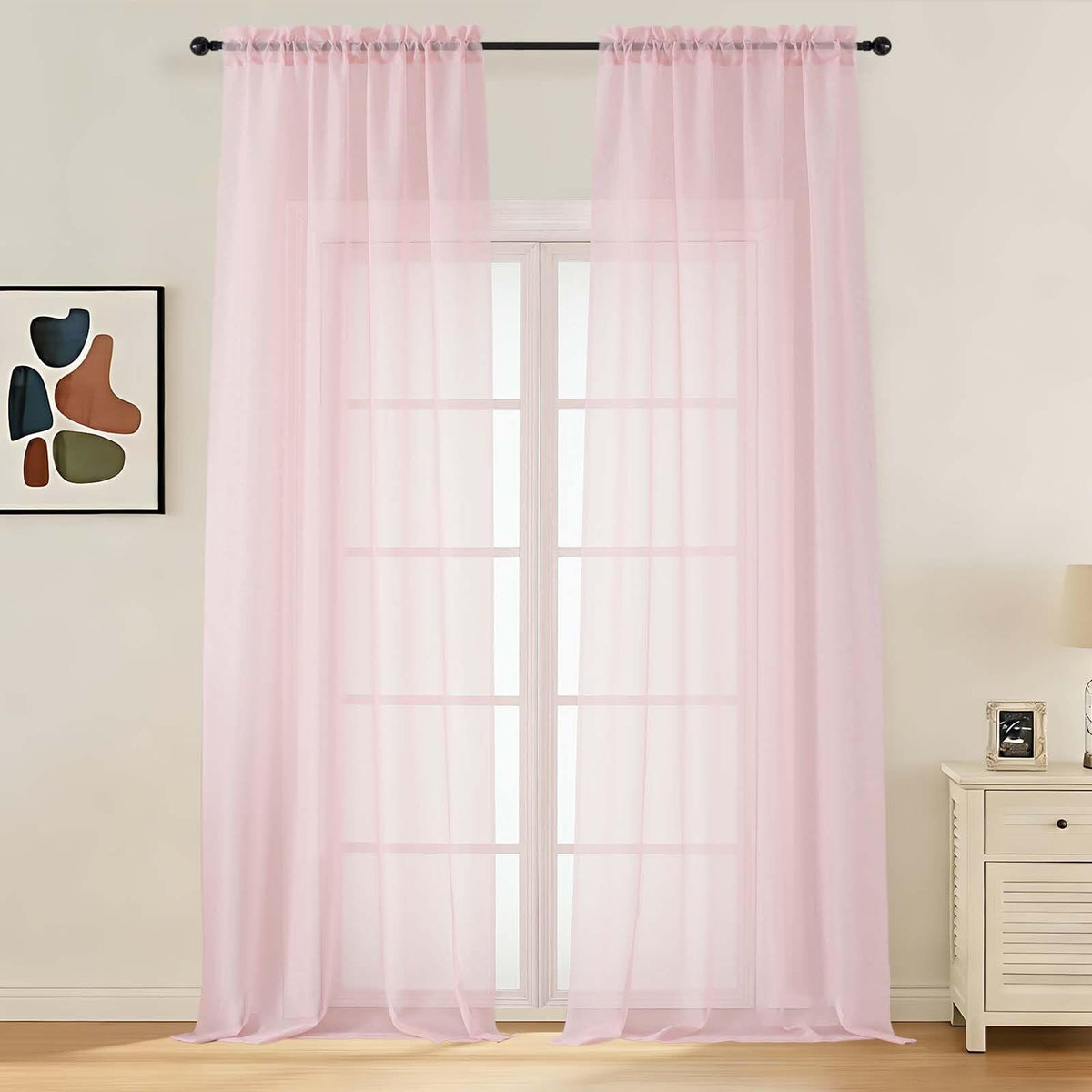 LIVEKID White Sheer Curtains 84 Inches Long 2 Panels - Light Filtering Breathable Voile Textured Sheer Curtains for Bedroom/Living Room, Rod Pocket Soft Elagant & Airy Solid Drapes, W42 x L84