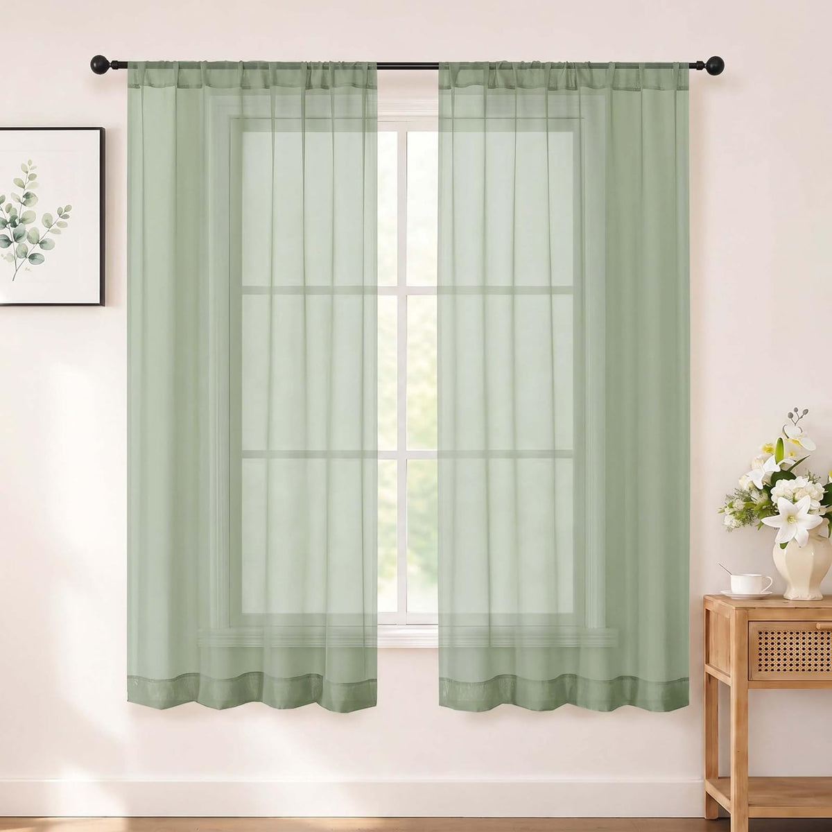 Chyhomenyc White Sheer Curtains 84 inch Long for Living Room, 2 Panels