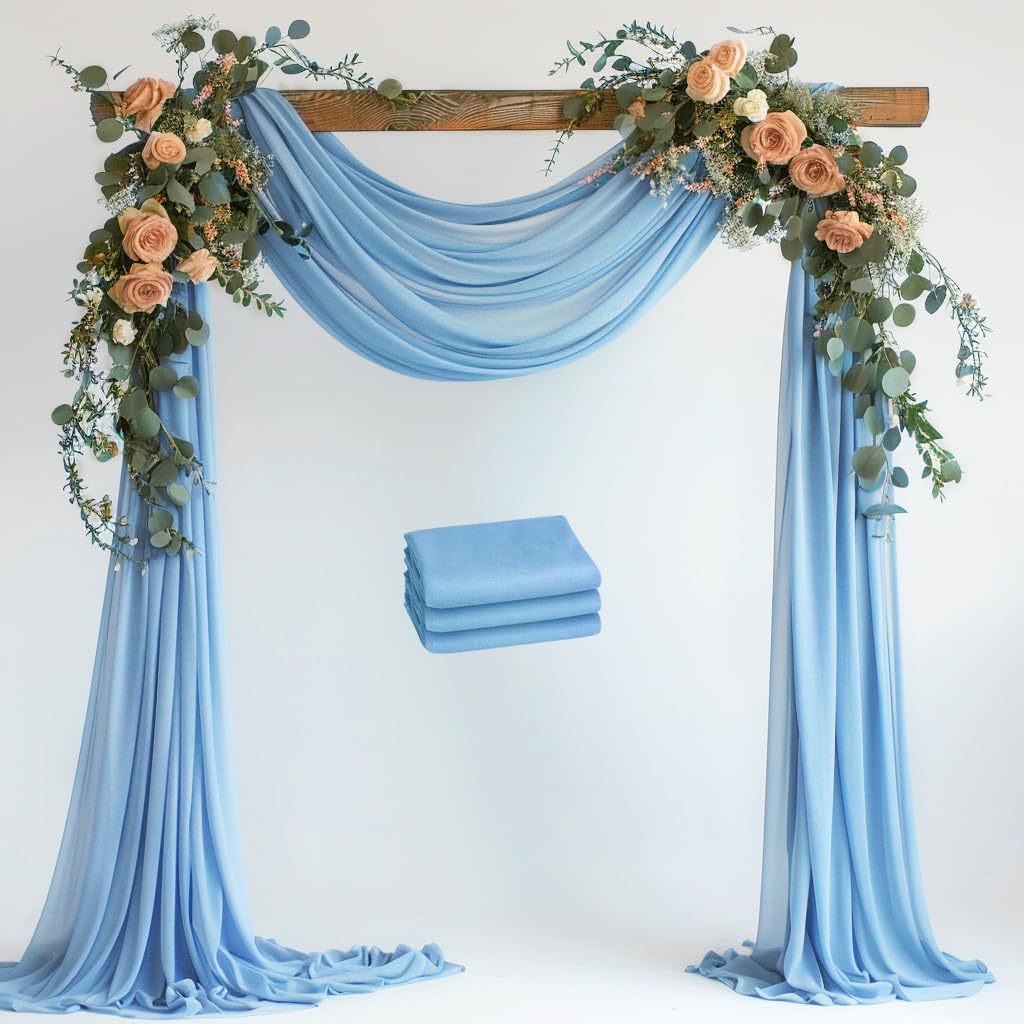 Wokceer White Wedding Arch Draping Fabric Backdrop Drapes Sheer 28.7"x 20FT