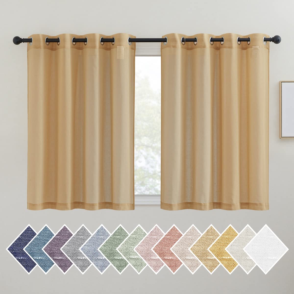 NICETOWN White Sheer Linen Curtains 84 Inch Length 2 Panels Set, W52xL84