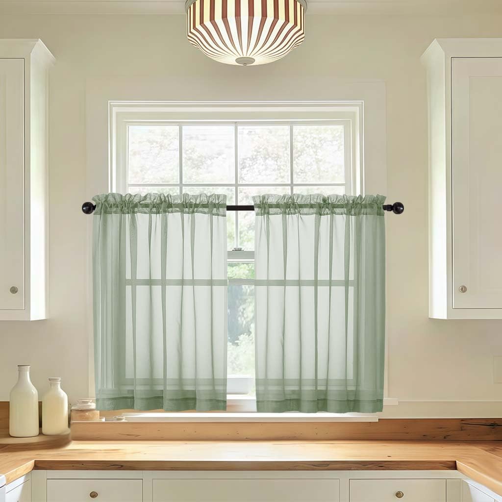LIVEKID White Sheer Curtains 84 Inches Long 2 Panels - Light Filtering Breathable Voile Textured Sheer Curtains for Bedroom/Living Room, Rod Pocket Soft Elagant & Airy Solid Drapes, W42 x L84