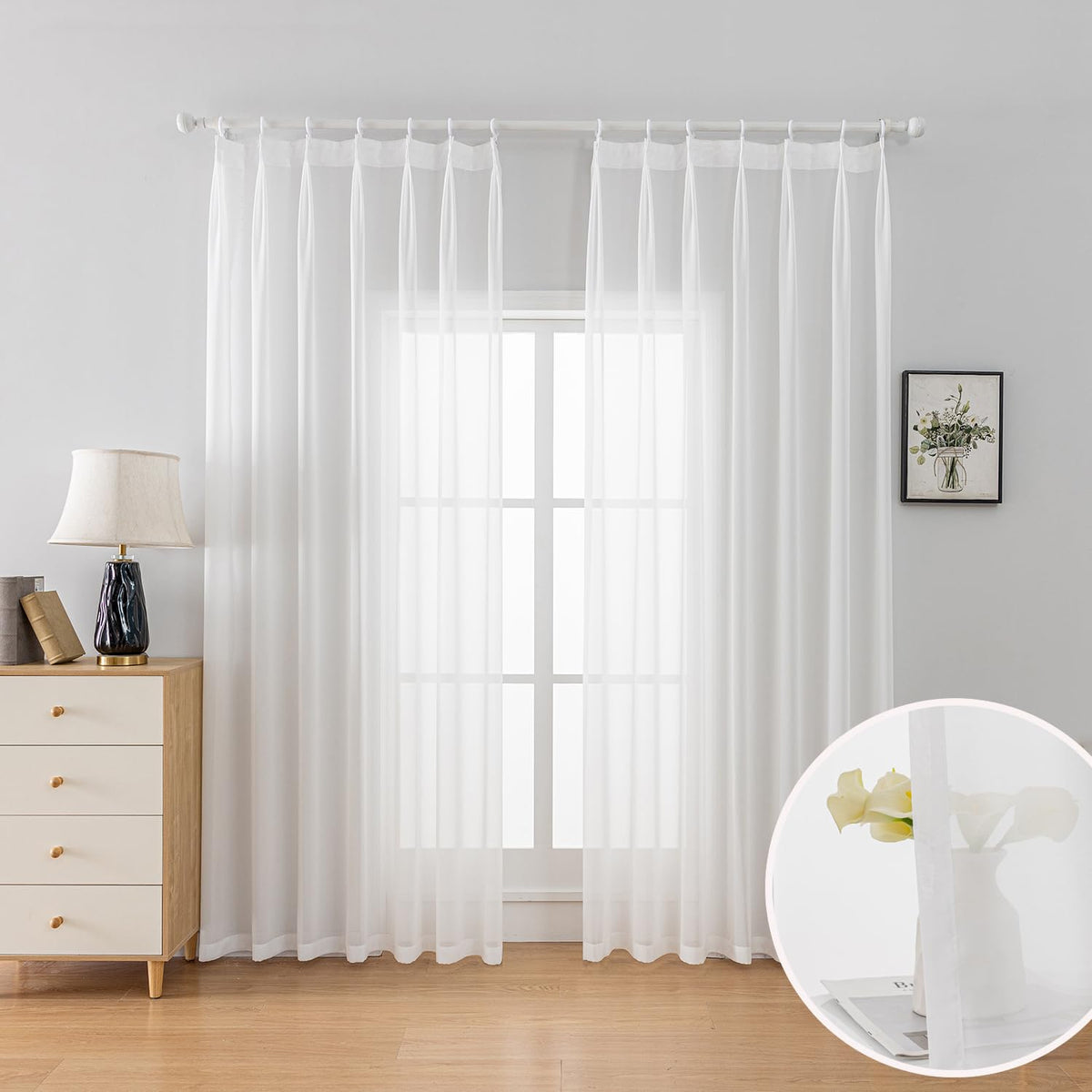 Sheer Curtains 120 inch Length for Living Room, 1 Panel, 52" W x 120" L