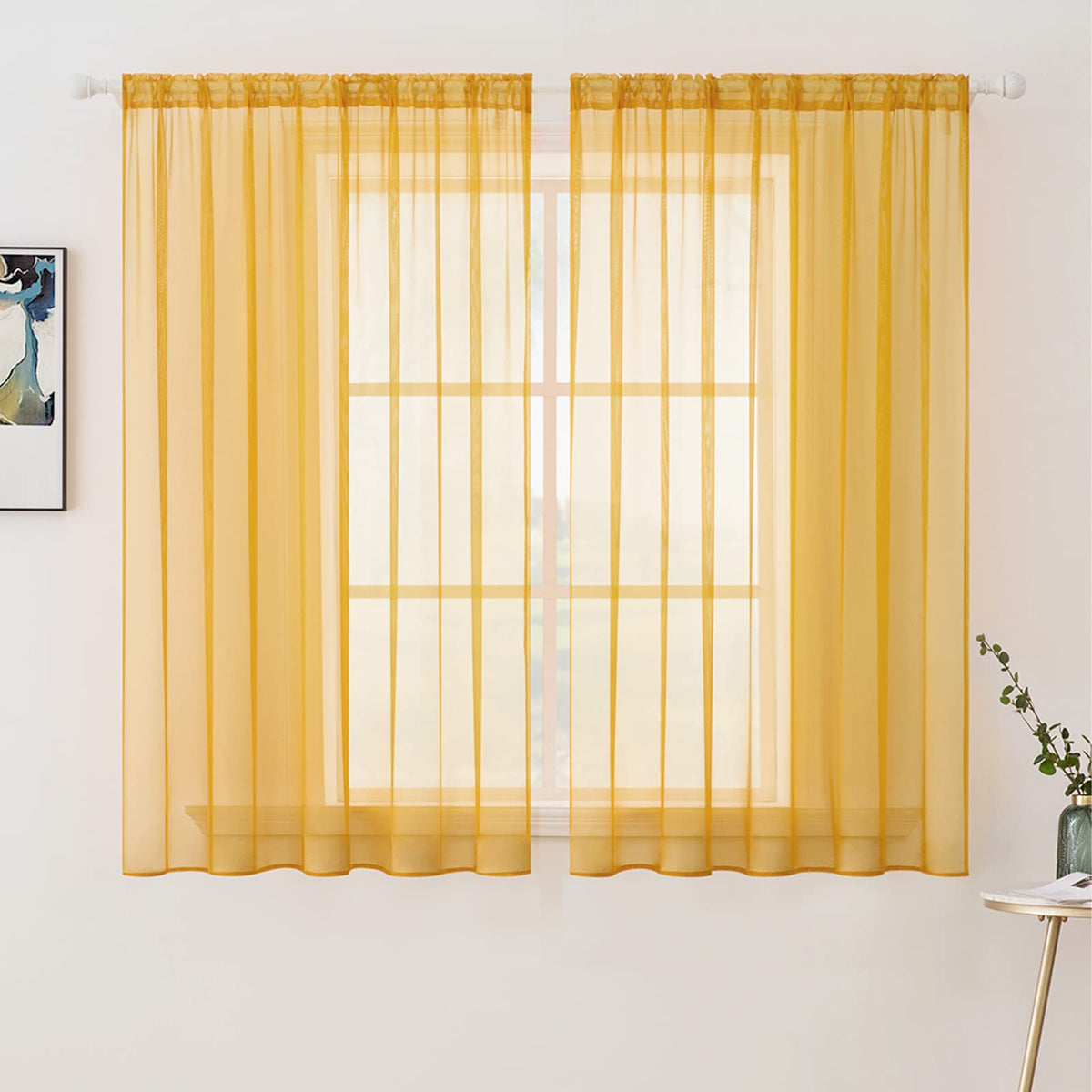 MIULEE 2 Panels White Sheer Curtains for Living Room 54 X 105 Inches
