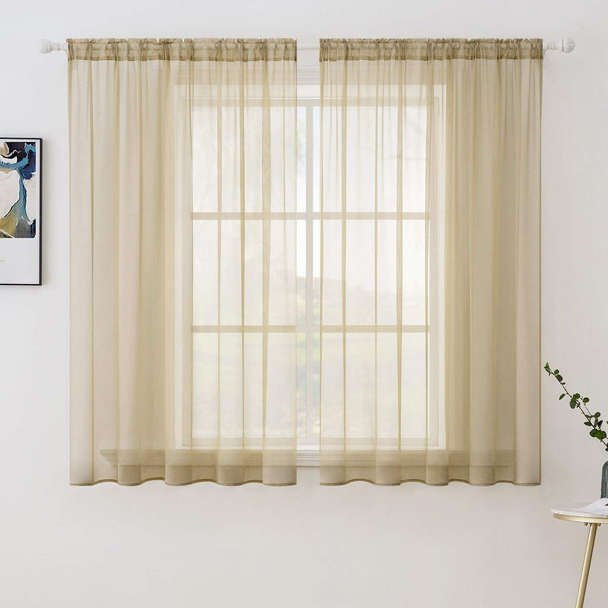 MIULEE 2 Panels White Sheer Curtains for Living Room 54 X 105 Inches