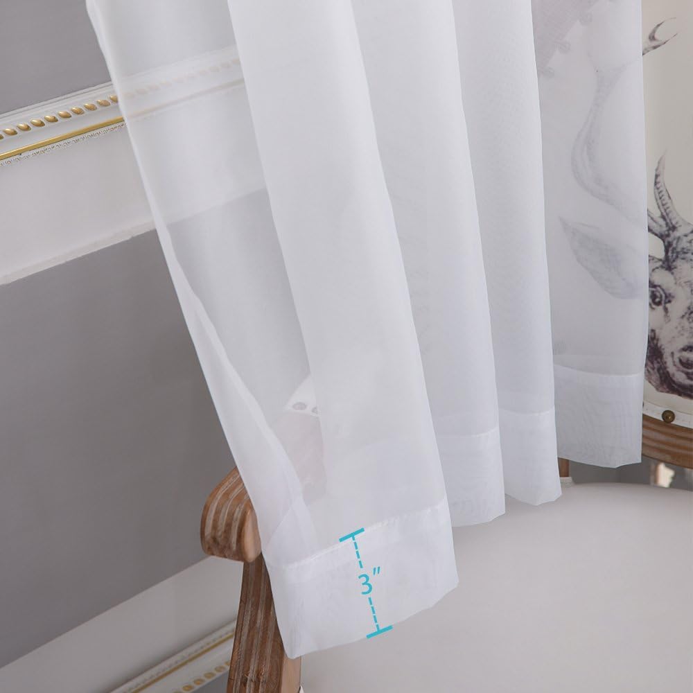 NICETOWN Sheer Curtain for Sliding Door - Extra Width & Length Solid Voile Window Drape Panel for Patio/Living Room (1 Piece, W100 x L108, White)