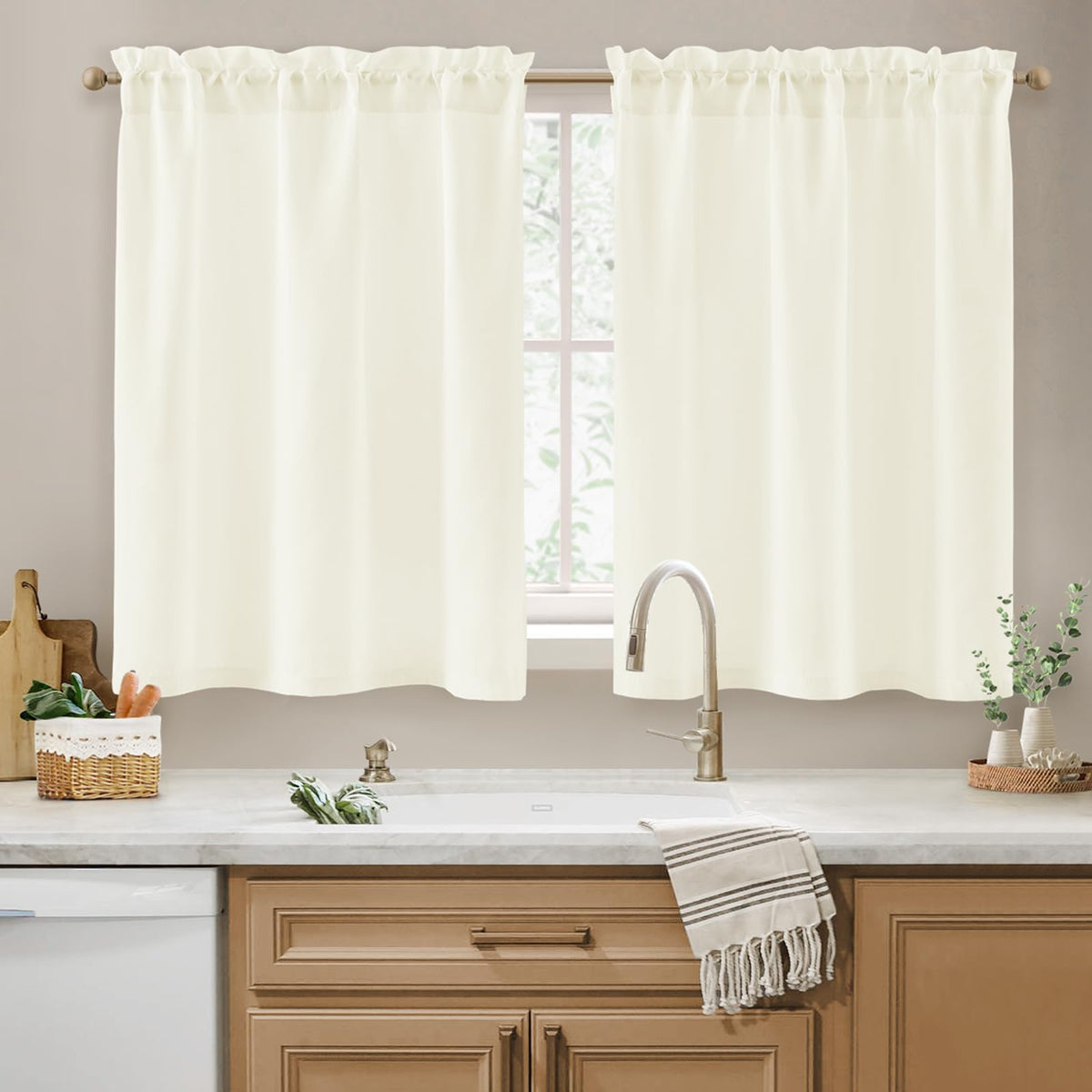 HOMEIDEAS Non-See-Through White Privacy Semi Sheer Curtains, 52 X 84 Inches