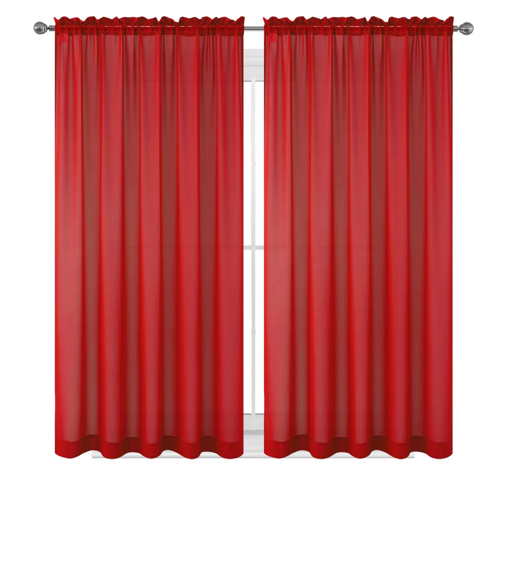 WPM Yellow Color Sheer Curtains 58" Wide x 84" Long 2 Panels Livingroom Window Treatment Rod Pocket Sheer Voile for Bedroom, Kitchen, Children Room Fully Stitched and Hemmed