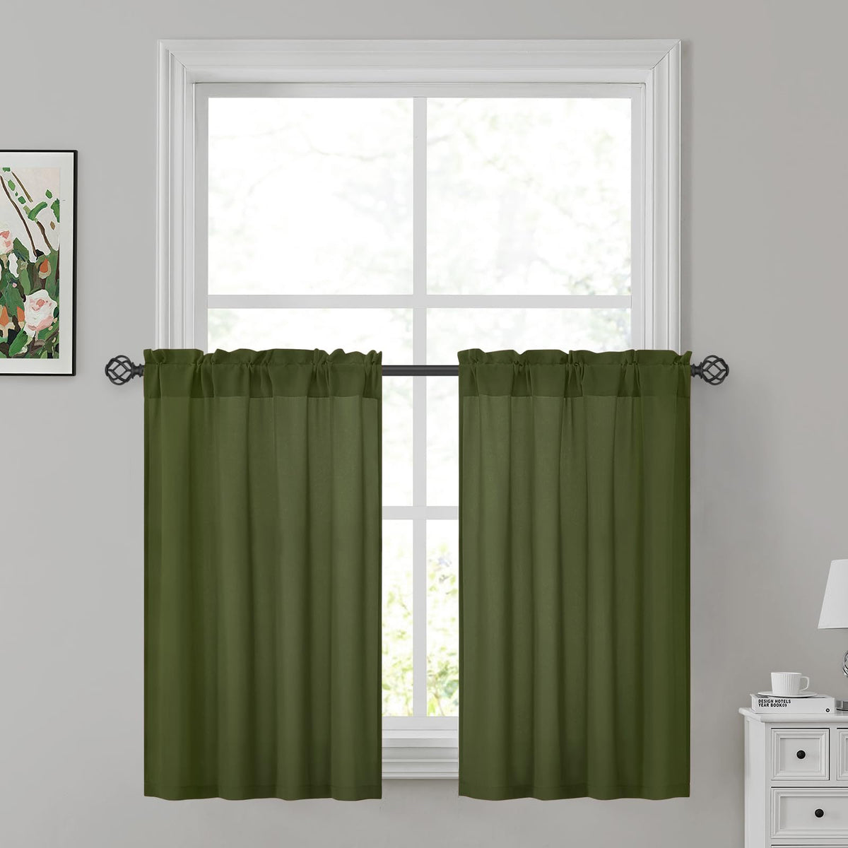 HOMEIDEAS Non-See-Through White Privacy Sheer Curtains, 52 X 96 Inches Long