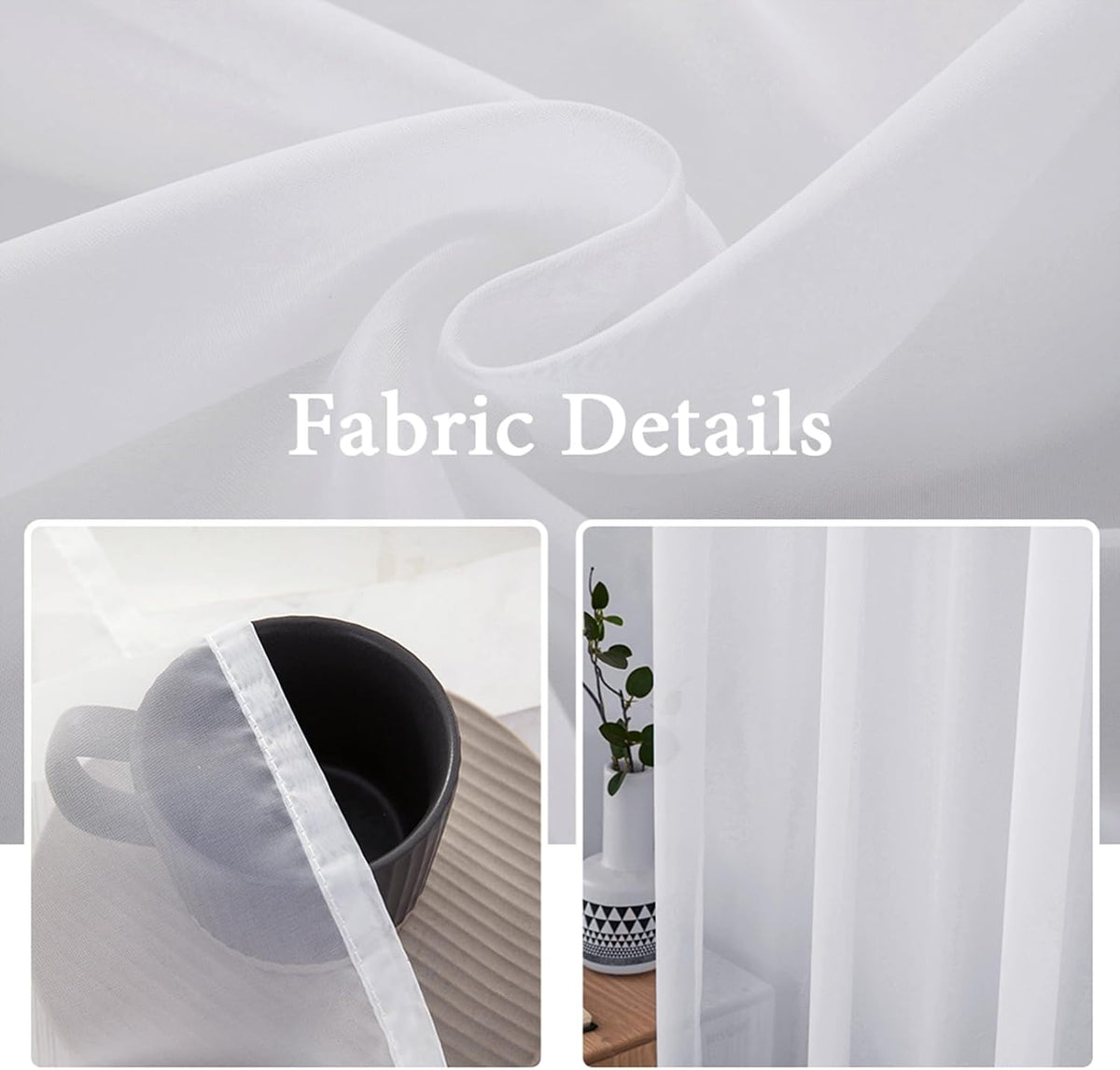 MIULEE White 54 Wide and 72 Inches Length French Door Sheer Curtains