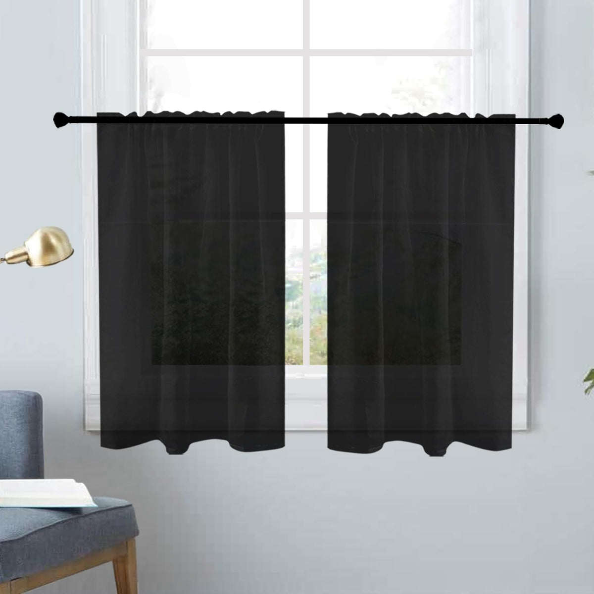 SpaceDresser Basic Rod Pocket Sheer Voile Window Curtain Panels White 1 Pair 2 Panels 52 Width 84 Inch Long for Kitchen Bedroom Children Living Room Yard(White,52 W x 84 L)