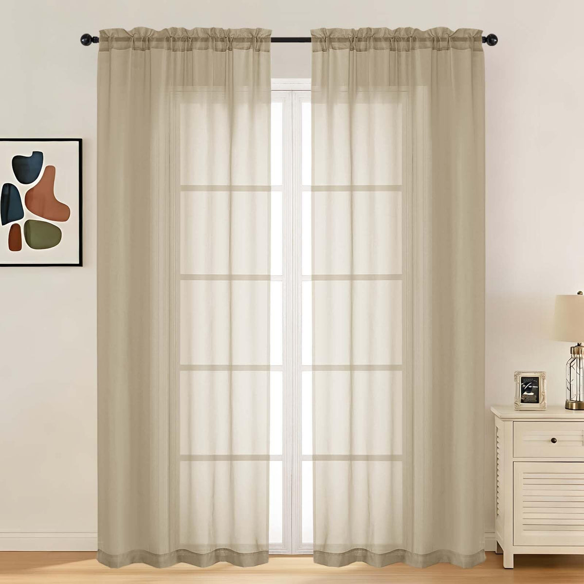 LIVEKID White Sheer Curtains 84 Inches Long 2 Panels - Light Filtering Breathable Voile Textured Sheer Curtains for Bedroom/Living Room, Rod Pocket Soft Elagant & Airy Solid Drapes, W42 x L84