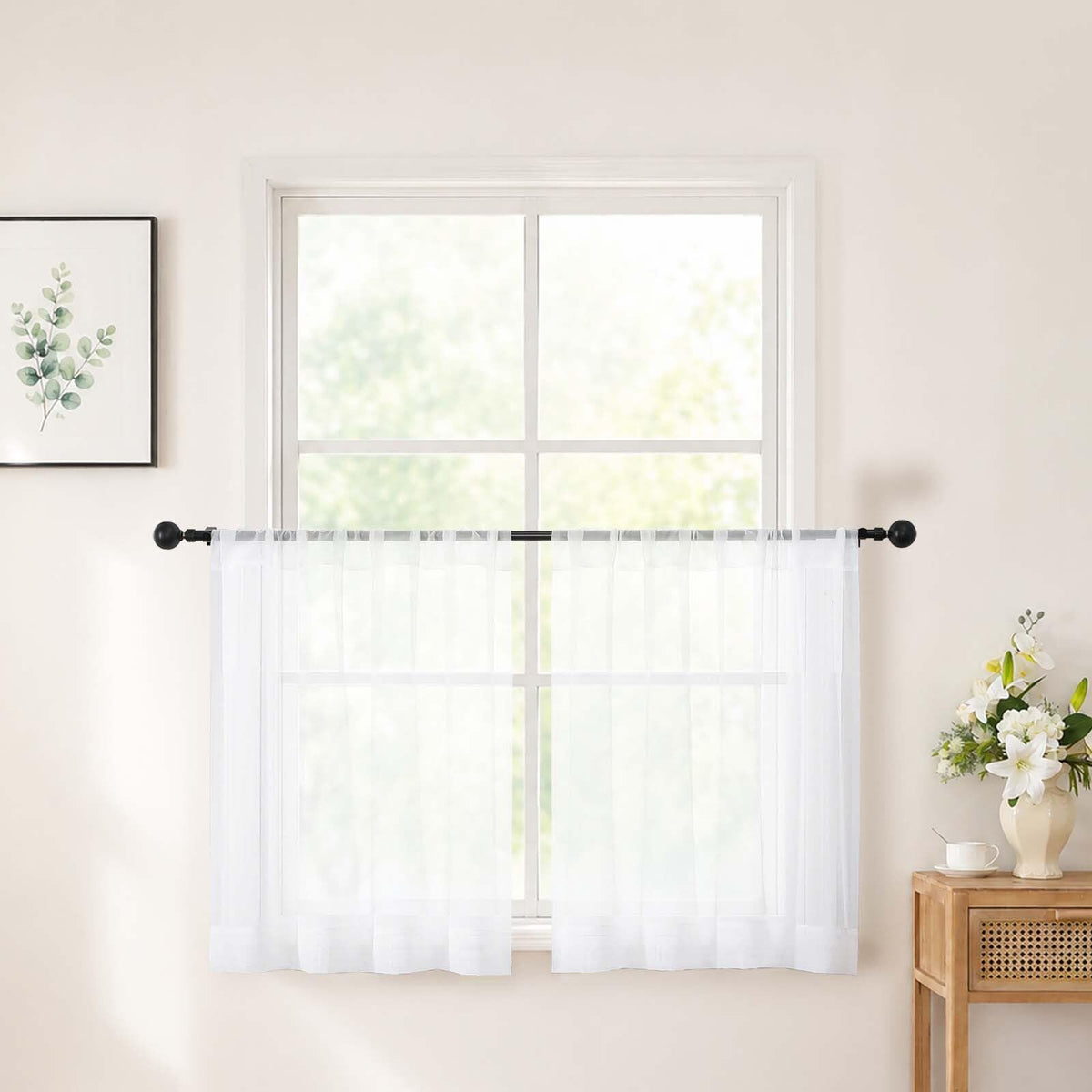 Chyhomenyc White Sheer Curtains 84 inch Long for Living Room, 2 Panels