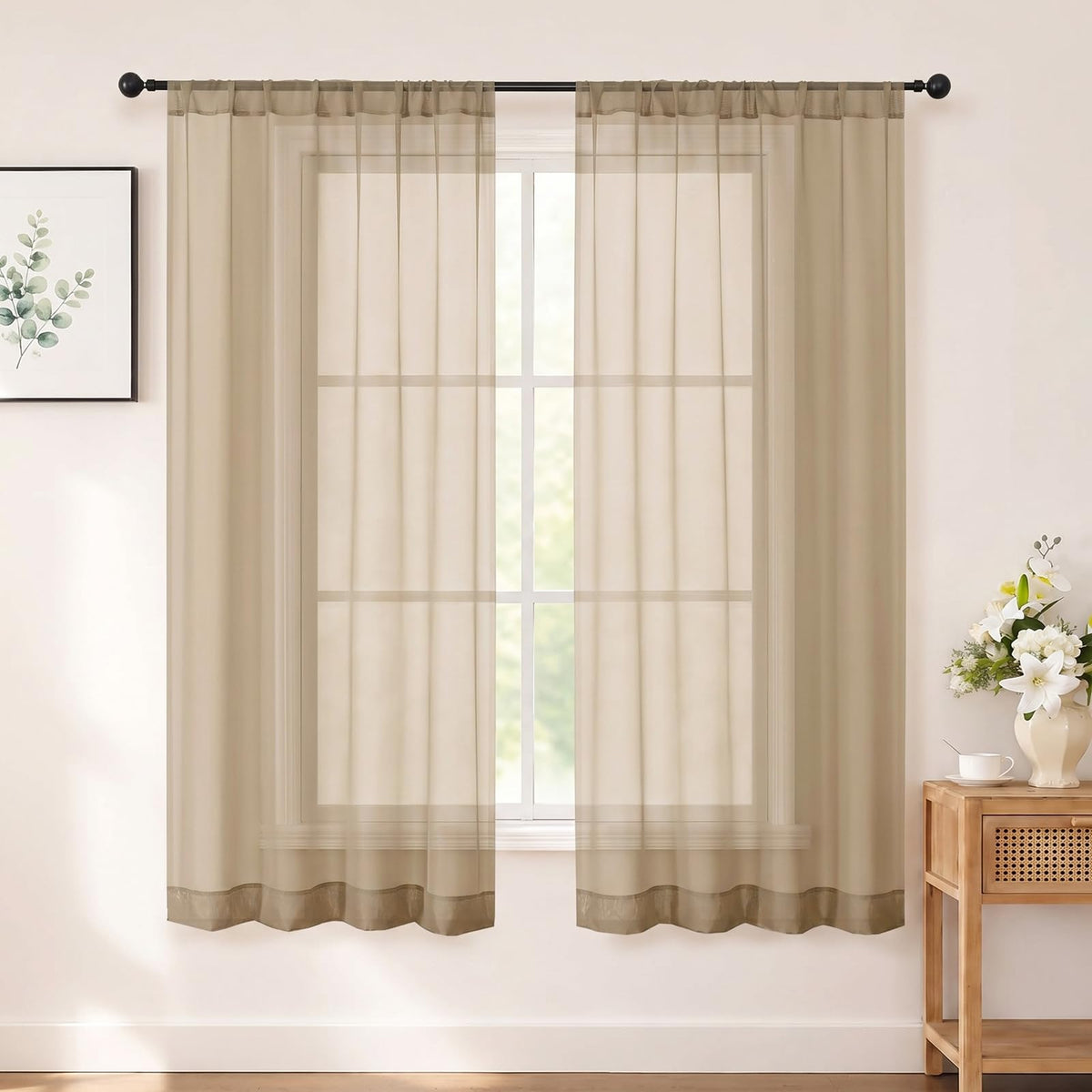 Chyhomenyc White Sheer Curtains 84 inch Long for Living Room, 2 Panels