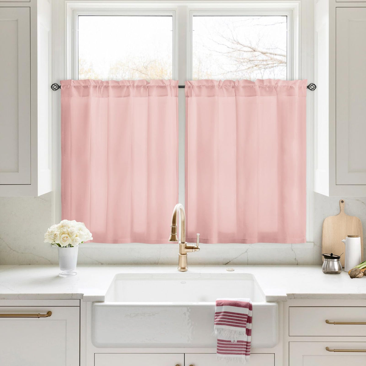 HOMEIDEAS Non-See-Through White Privacy Sheer Curtains, 52 X 96 Inches Long