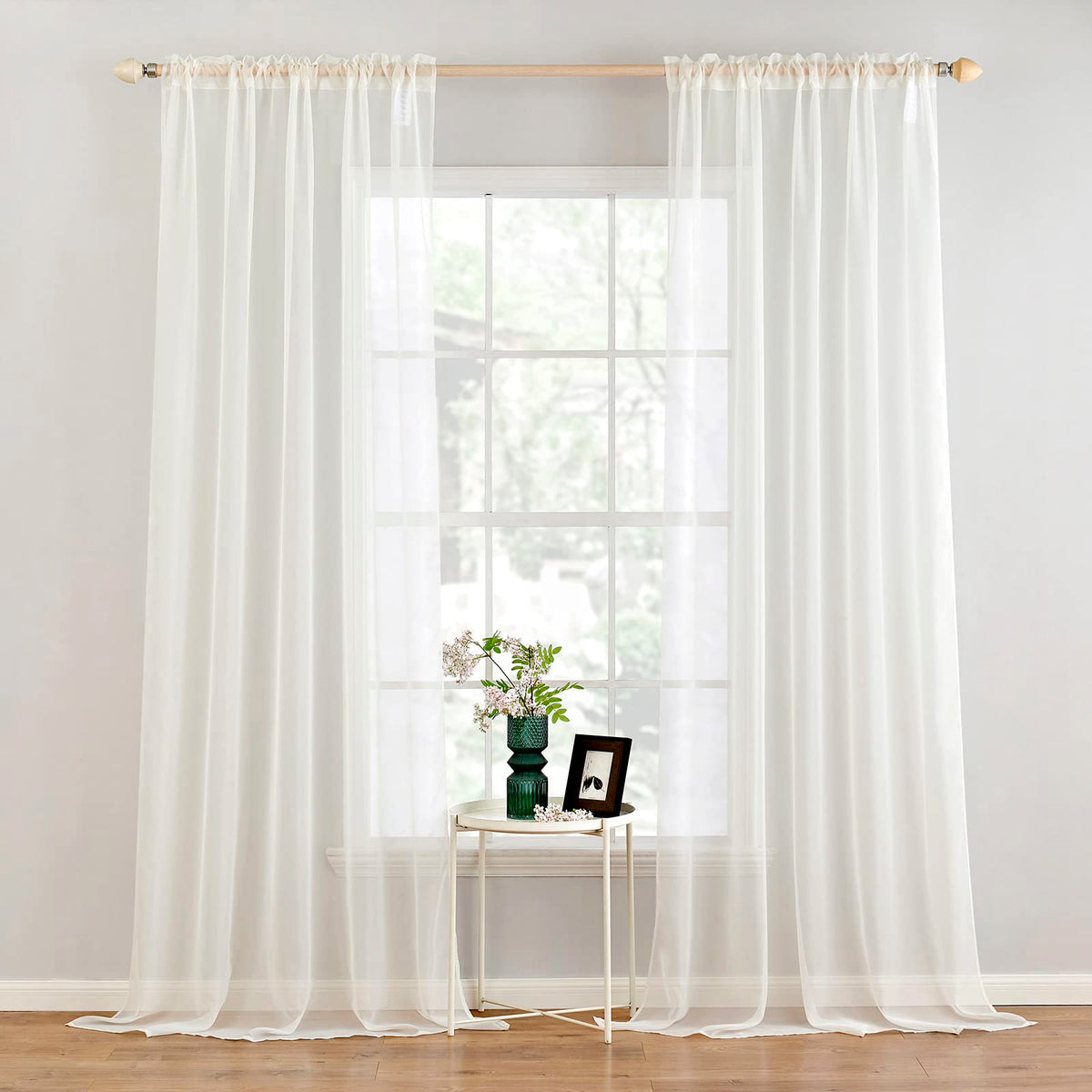 MIULEE 2 Panels White Sheer Curtains for Living Room 54 X 105 Inches