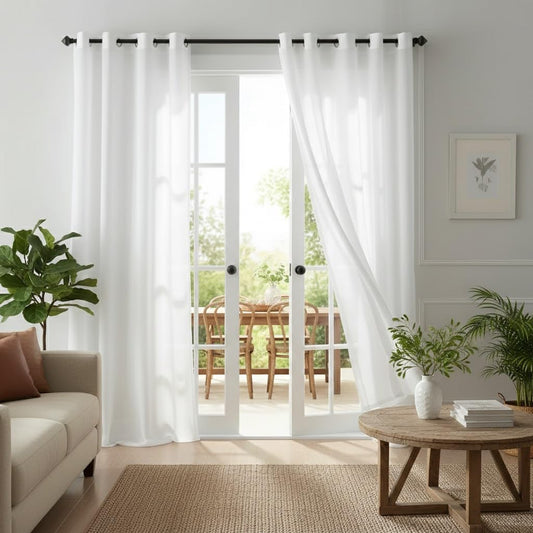 NICETOWN Semi Sheer Privacy Curtains, Off-White Non-See-Through Light Filtering Grommet Drapes 84 Inches Long 2 Panels, Cat Proof Window Curtains for Living Room Bedroom Home Decor, 52" W