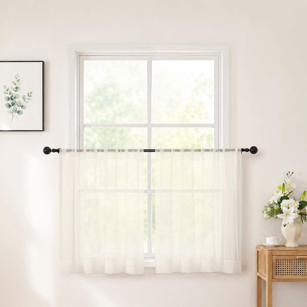 Chyhomenyc White Sheer Curtains 84 inch Long for Living Room, 2 Panels