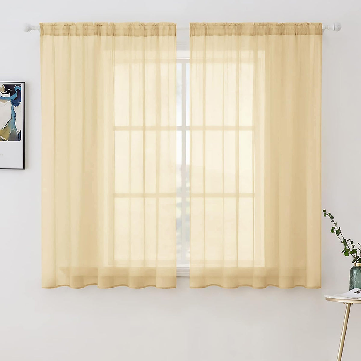 MIULEE 2 Panels White Sheer Curtains for Living Room 54 X 105 Inches