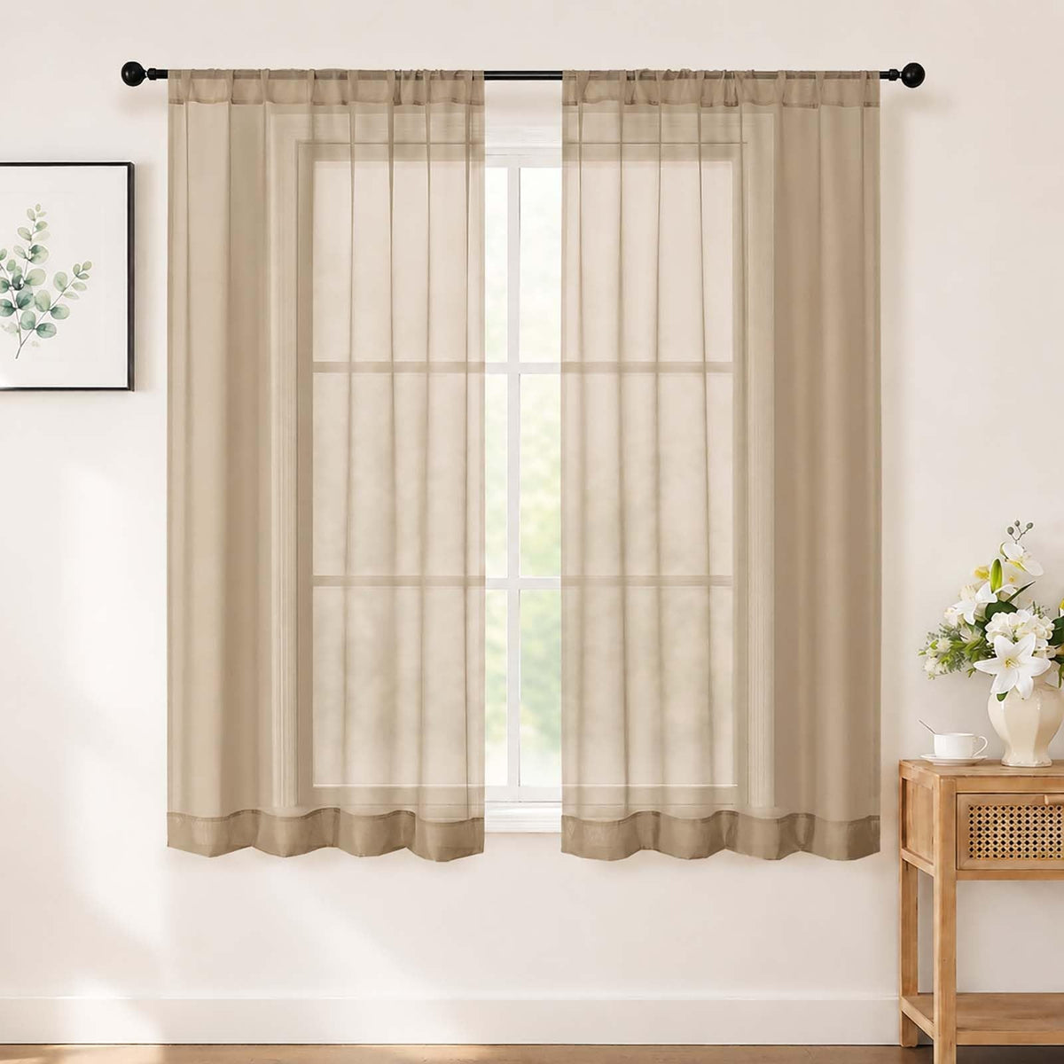 Chyhomenyc White Sheer Curtains 84 inch Long for Living Room, 2 Panels