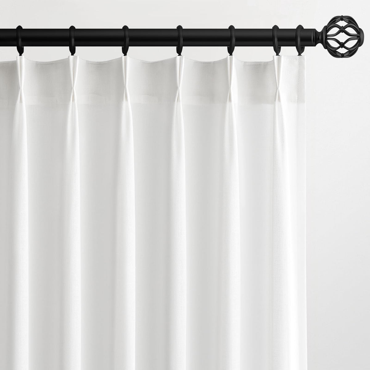 96 Inches Long Pinch Pleated Semi Sheer Curtains,Natural Linen Blended Light Filtering Window Curtains 96 Length 2 Panels for Living Room Bedroom Pinch Pleat Drapes with Hooks 2 Panels 40" Wx96 L