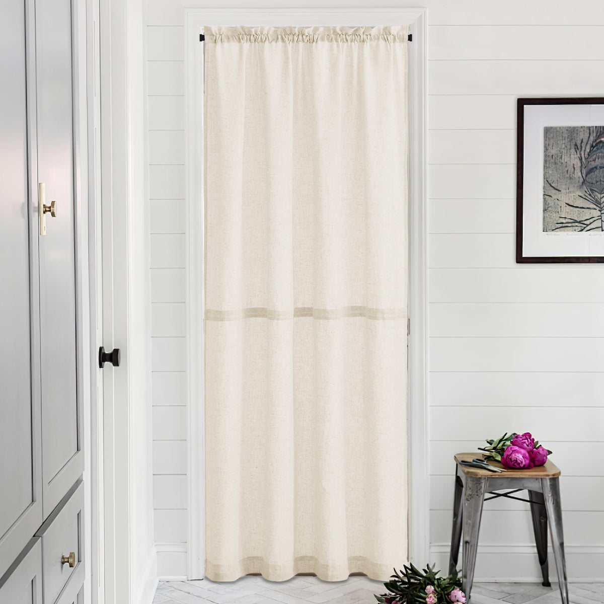 NICETOWN White 2 Panels French Door Curtains for Front Back Window Cover