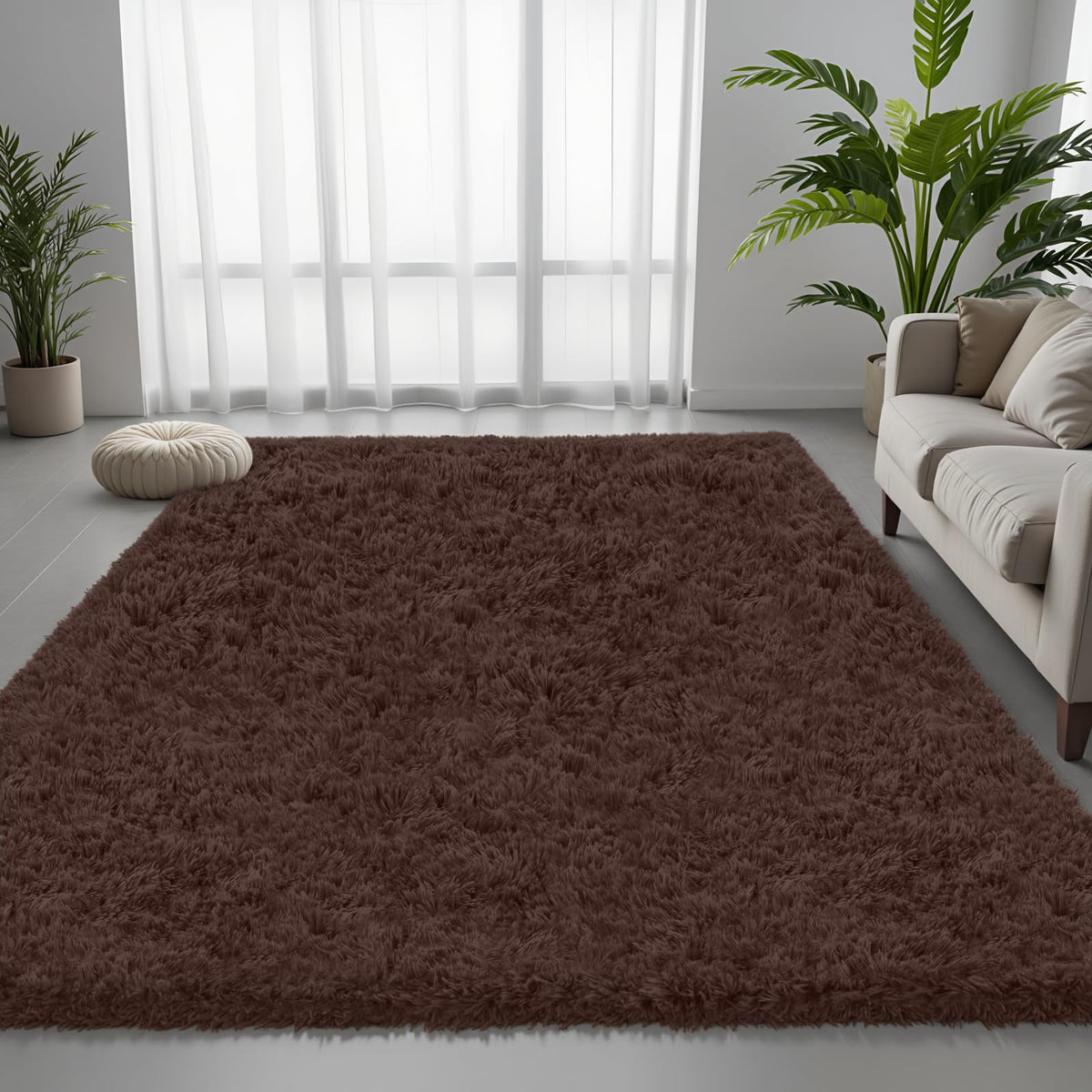 6x9 Black Fluffy Fuzzy Shag Area Rug for Living Room, Bedroom, Dorm Carpet