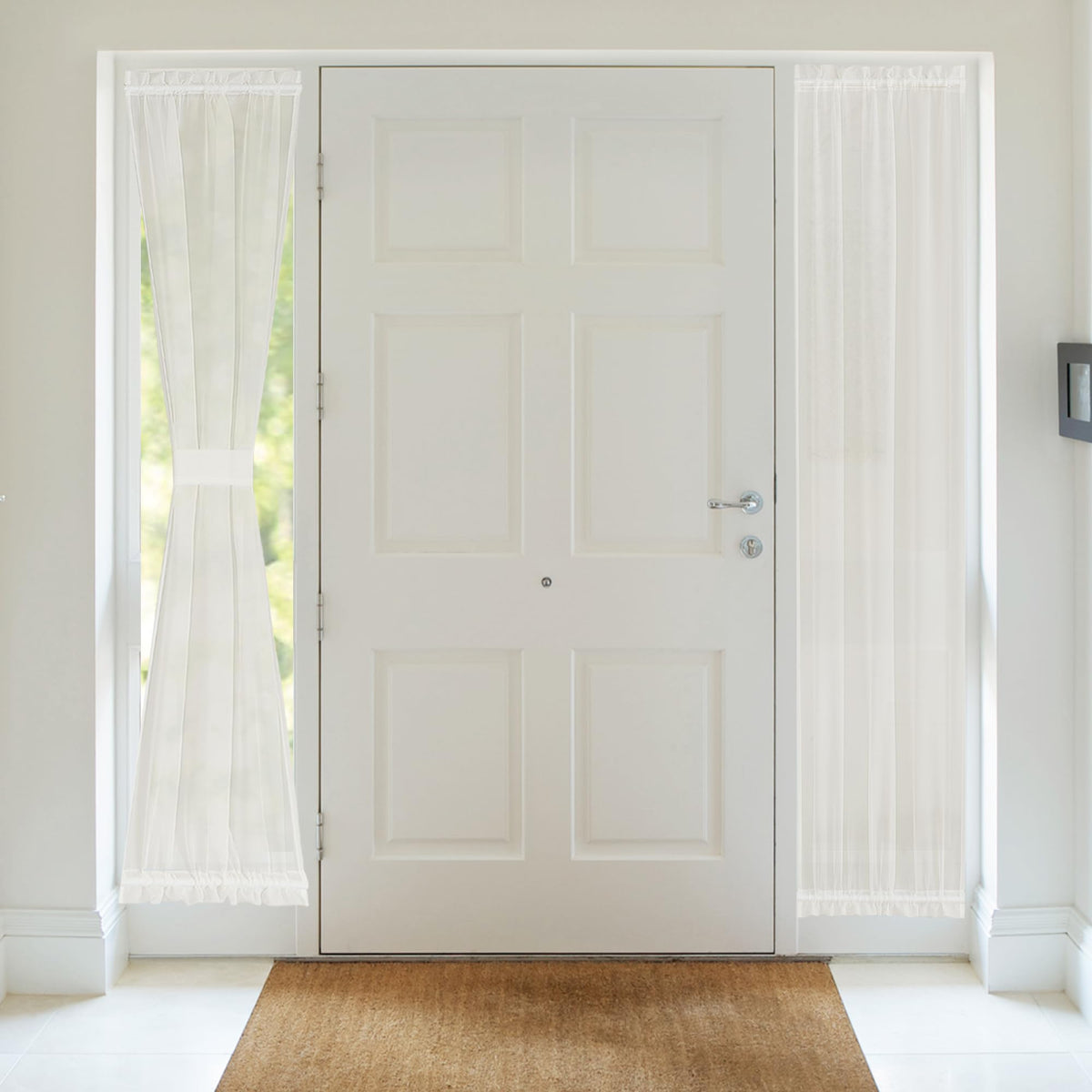 NICETOWN White 2 Panels French Door Curtains for Front Back Window Cover