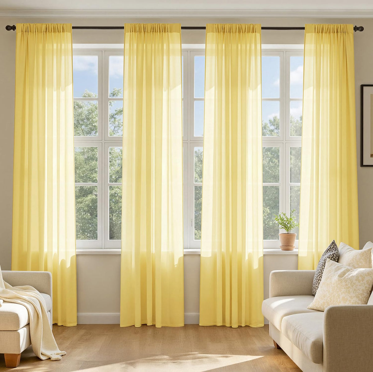 MIULEE White Sheer Curtains 84 Inches Long 4 Panels 42 x 84 Inches