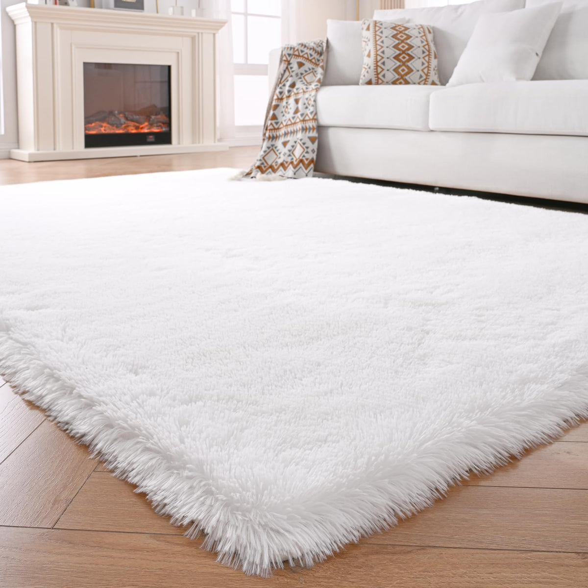 Fluffy Area Rug for Bedroom 5x7 Grey - Soft Shag Dorm Decor Carpet