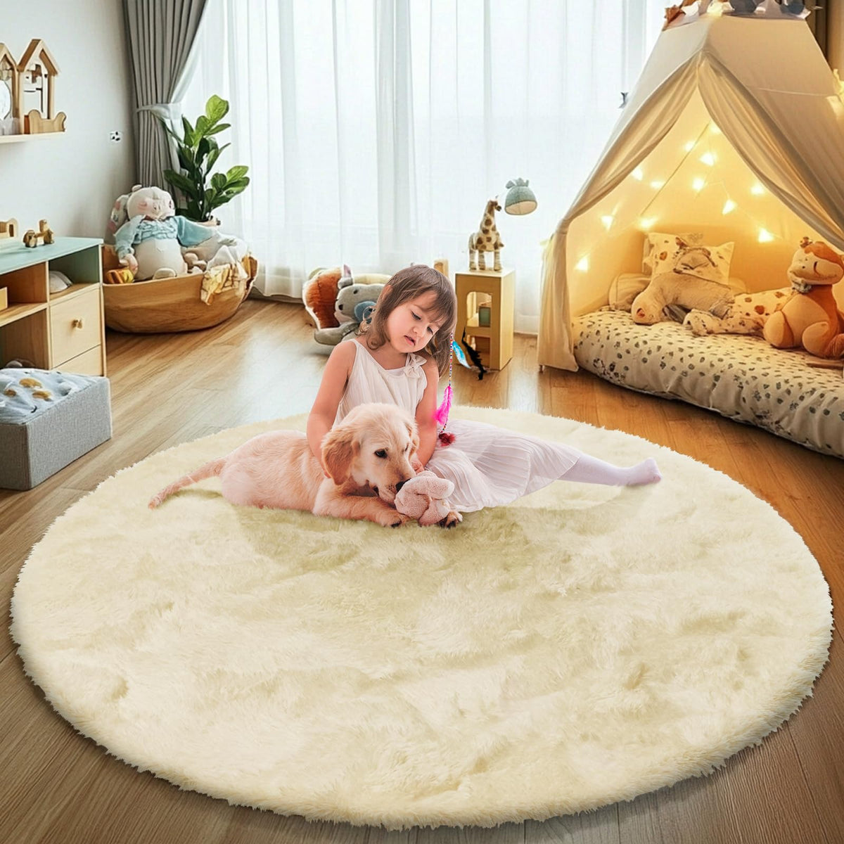 6x9 Black Fluffy Area Rug for Living Room,Large Shag Area Rugs for Bedroom