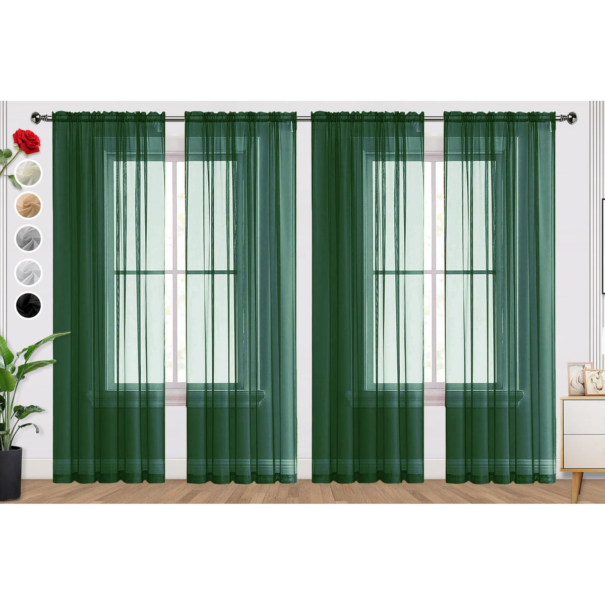 SpaceDresser Basic Rod Pocket Sheer Voile Window Curtain Panels White 1 Pair 2 Panels 52 Width 84 Inch Long for Kitchen Bedroom Children Living Room Yard(White,52 W x 84 L)