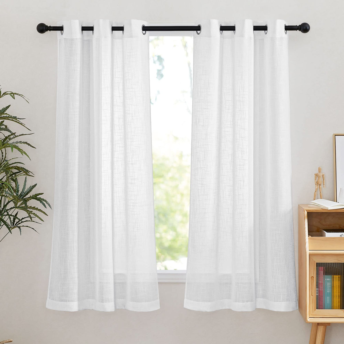 NICETOWN White Sheer Curtains for Windows 84 Inch Length, 52" W, 2 Panels