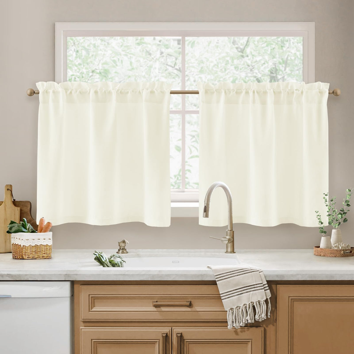 HOMEIDEAS Non-See-Through White Privacy Semi Sheer Curtains, 52 X 84 Inches