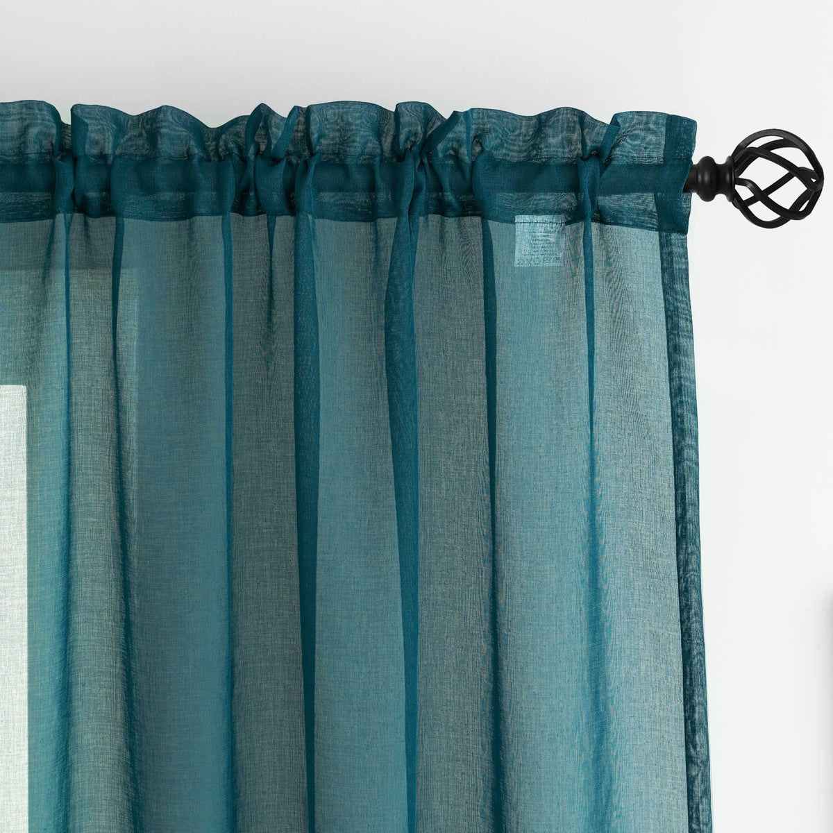 MYSTIC-HOME Sheer Curtains White 63 Inch Length, Rod Pocket Voile Drapes for Living Room, Bedroom, Window Treatments Semi Crinkle Curtain Panels for Yard, Patio, Villa, Parlor, Set of 2, 52"x 63"