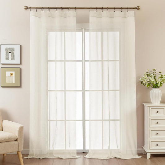 Natural Sheer Curtains 96 Inches Long Rod Pocket