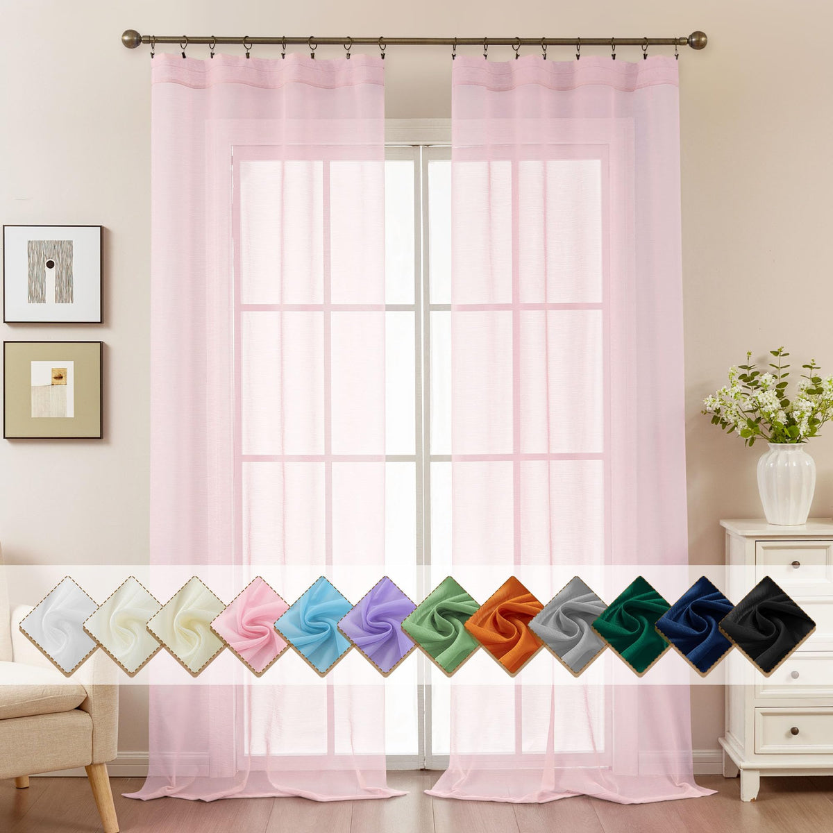 Natural Sheer Curtains 96 Inches Long Rod Pocket