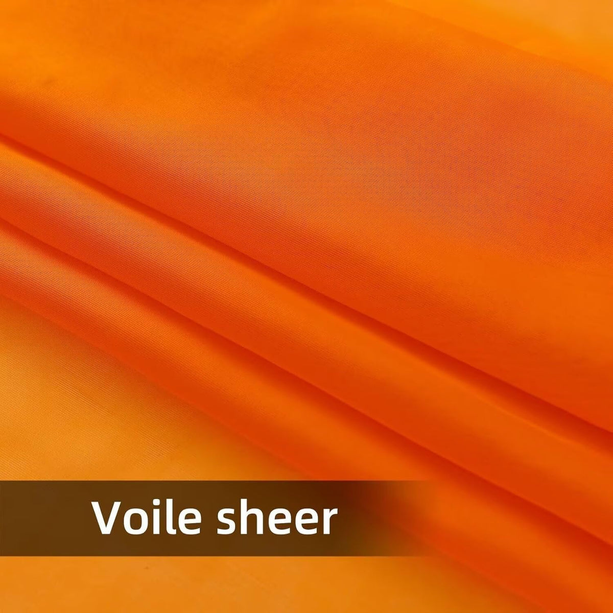 youleyar Solid Sheer Rod Pocket Curtain Voile Draperies 2 Panels White Beige Black Grey Coffee 52 Inch Width 84 Inch Long 1 Pair for Kitchen Bedroom Children Living Room Yard (Orange,52Wｘ84L)