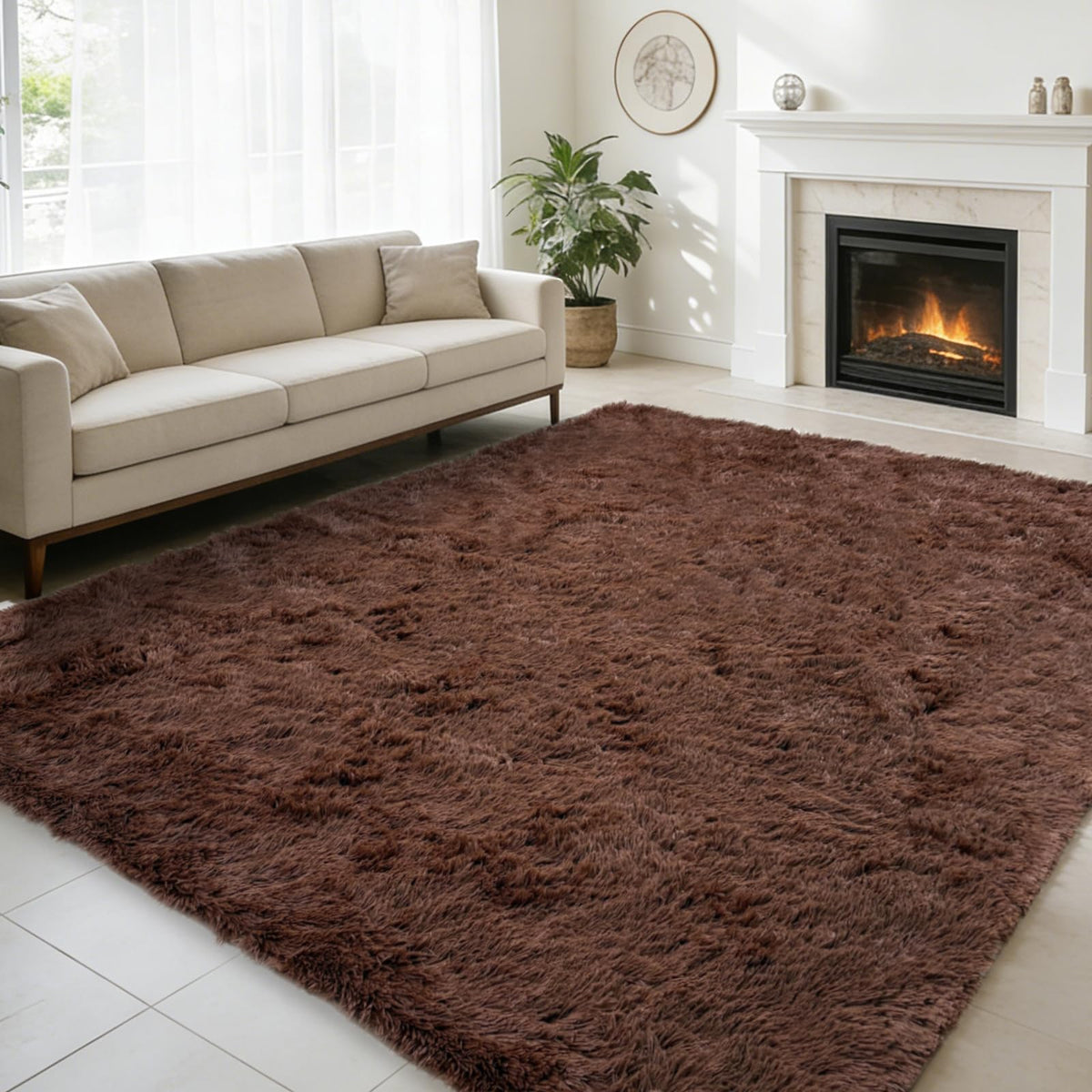 6x9 Black Fluffy Area Rug for Living Room,Large Shag Area Rugs for Bedroom