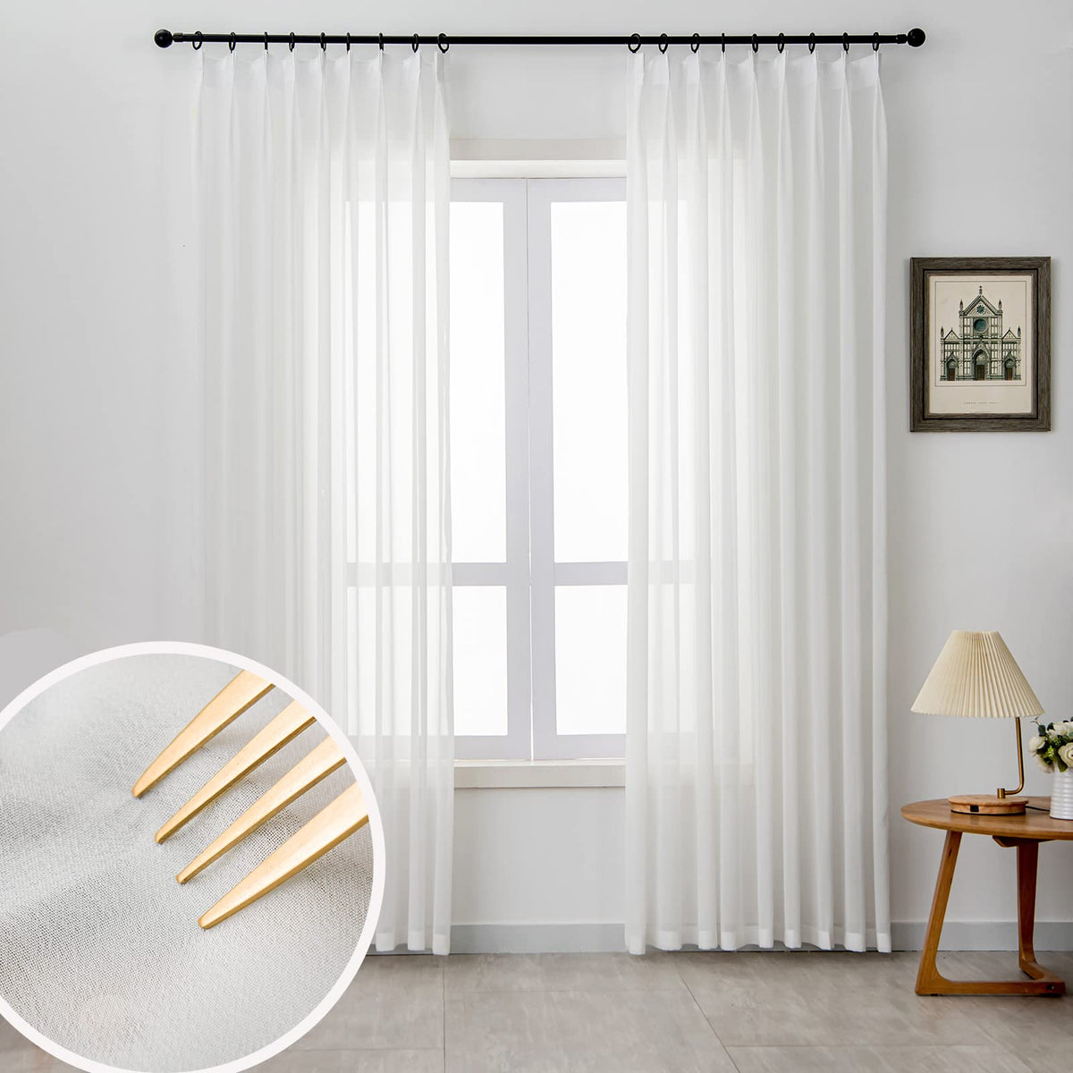 Sheer Curtains 120 inch Length for Living Room, 1 Panel, 52" W x 120" L