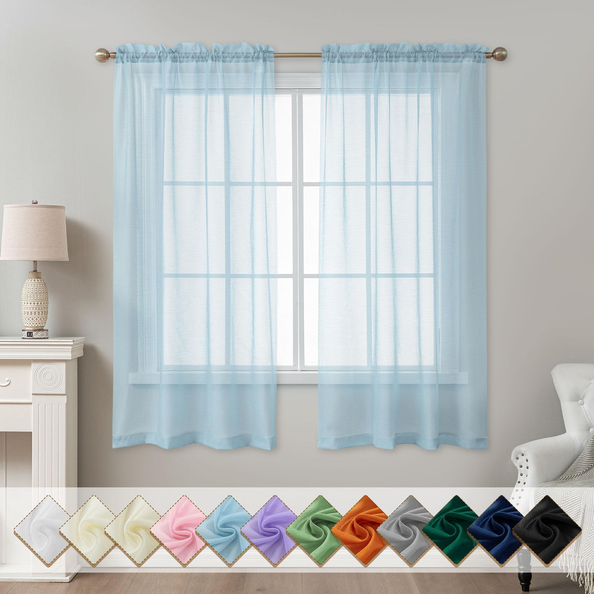 Natural Sheer Curtains 96 Inches Long Rod Pocket